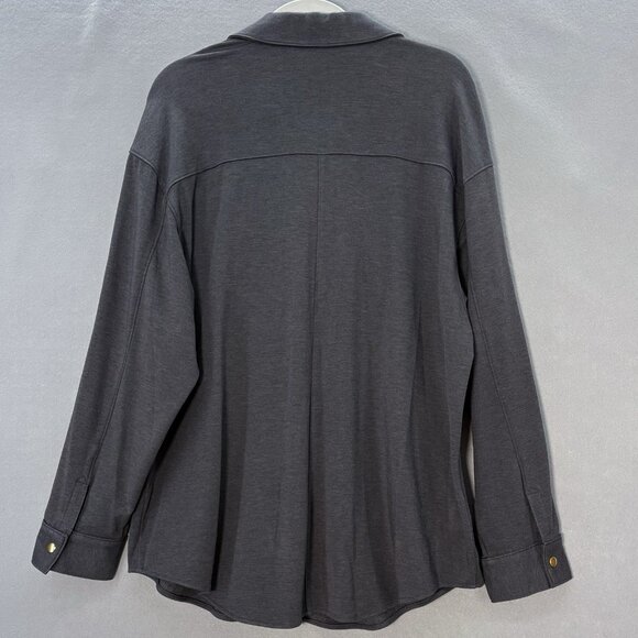 Elie Tahari Women’s X-Large Shacket Blanket Gray Snap Button Front Jacket Casual - Picture 6 of 14